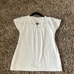 Lace sleeve white LOFT tee